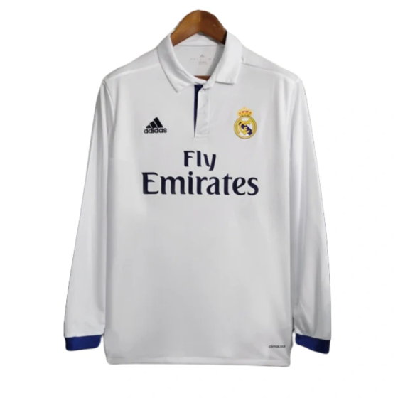 2016-17 Real Madrid Retro Long Sleeve Home Jersey